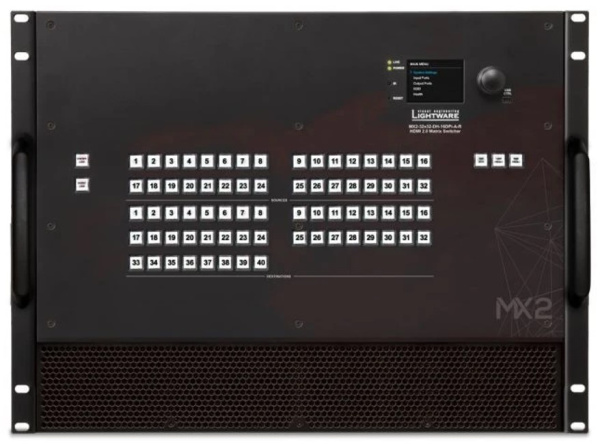 91310070, Lighware, MX2-32x32-DH-16DPi-A-R, Матричный коммутатор 16 входов DP 1.2, 16 входов HDMI 2.